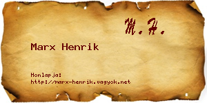 Marx Henrik névjegykártya